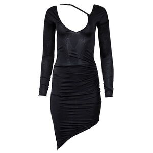 Gucci by Tom Ford 2003 Asymmetric Black Long Sleeved Dress